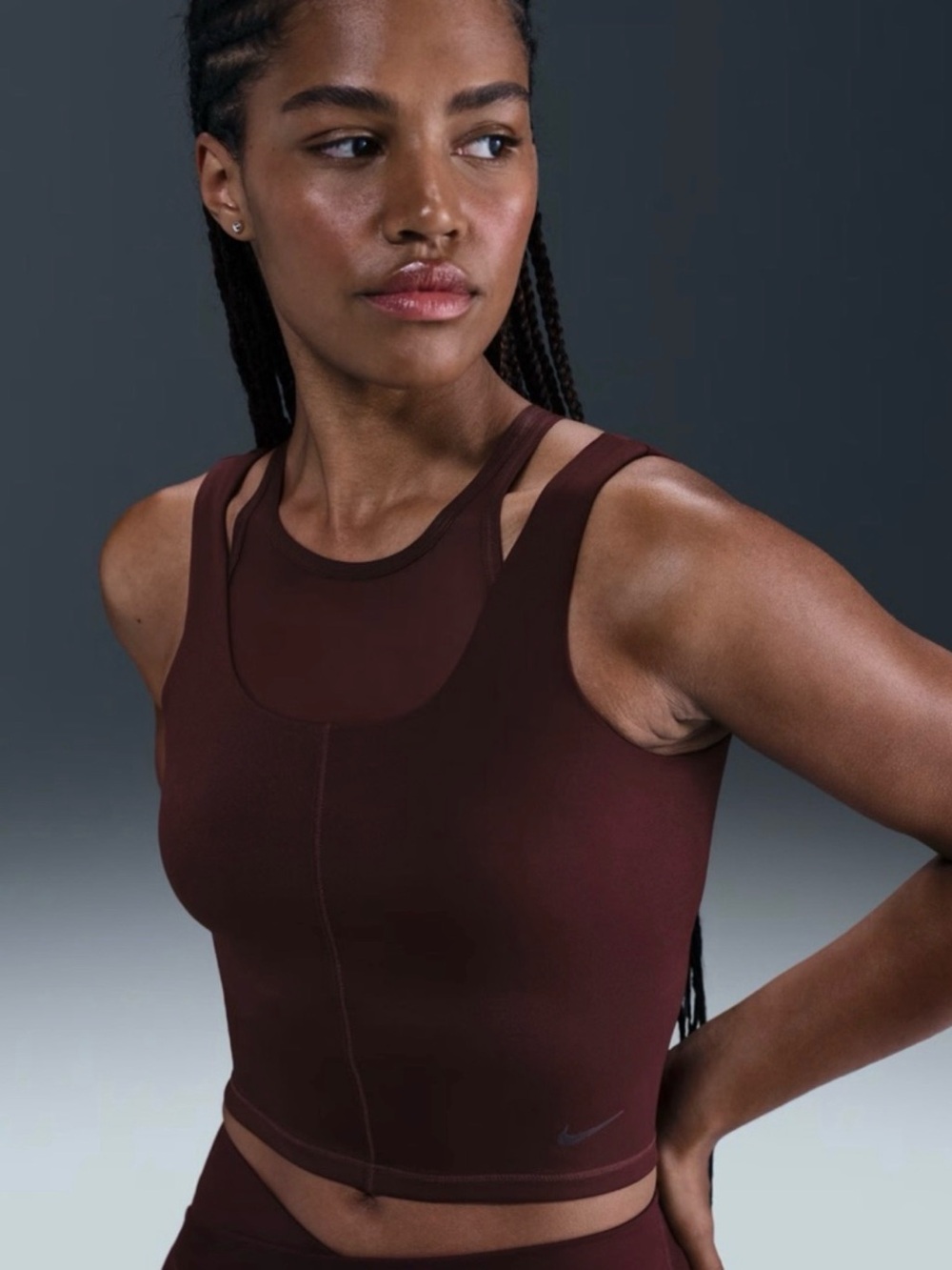 Nike Maroon Double-Strap Crop Sports Tank